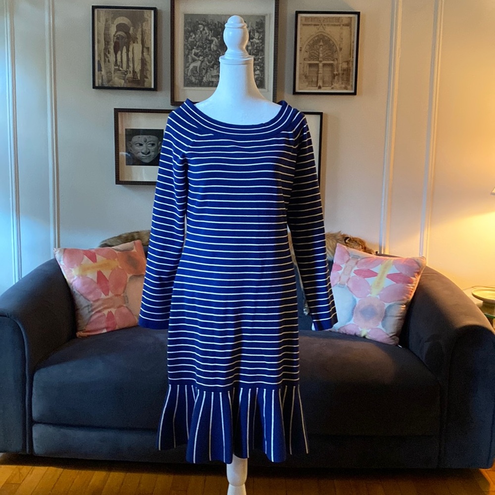NEW Karen Millen Striped Knitted Dress, Sz Large